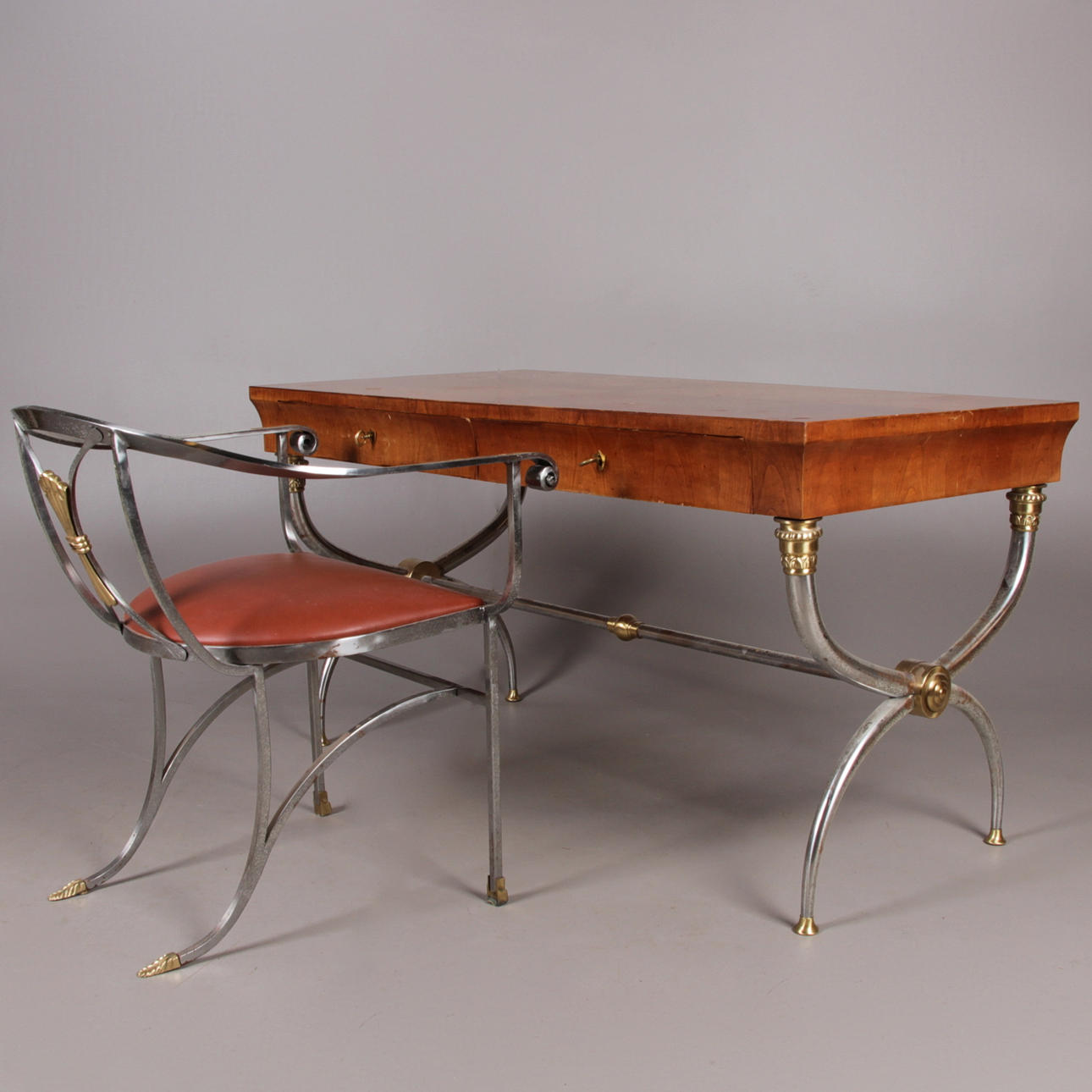 SKRIVBORD, samt karmstol, empirestil, samtida.