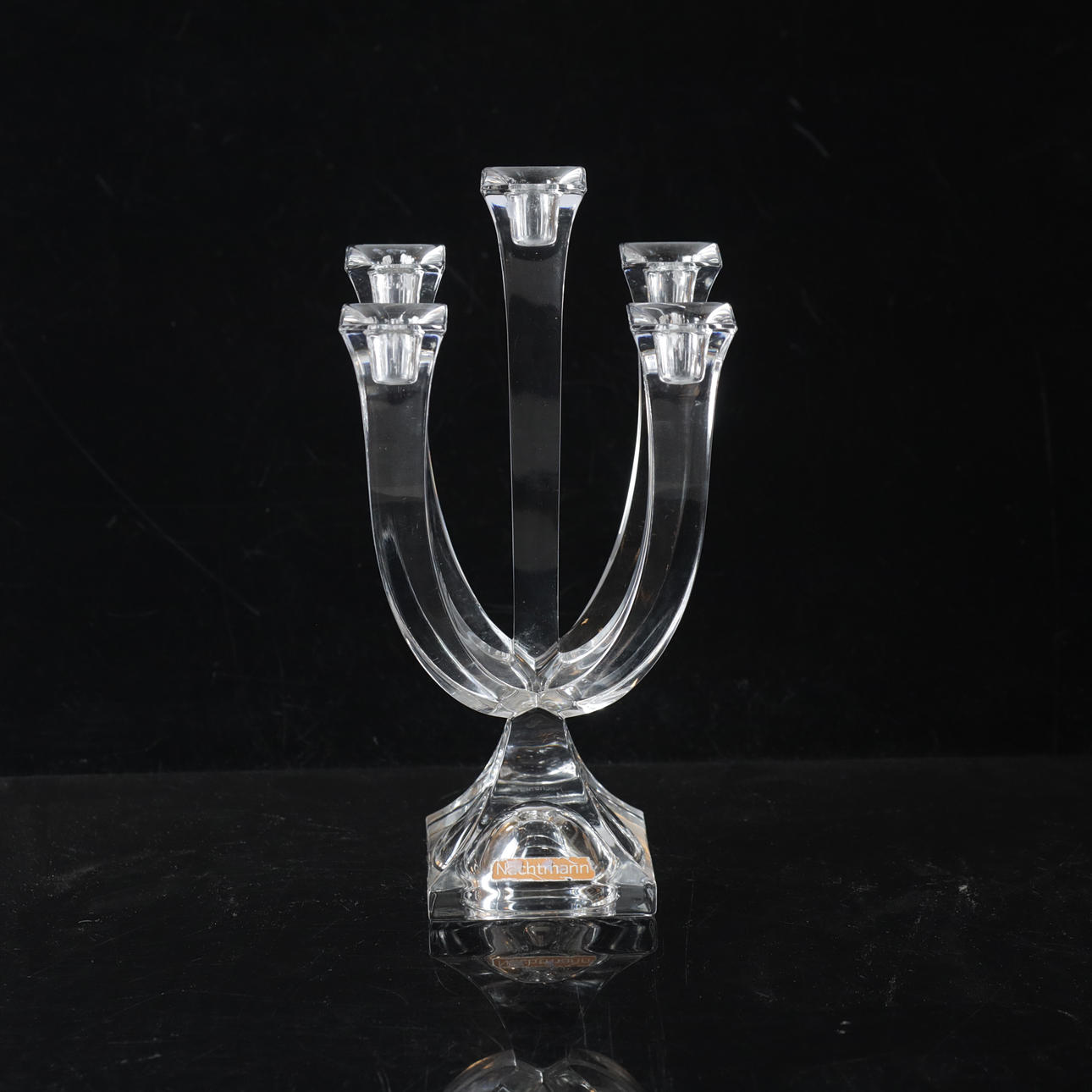 A glass candelabra, Nachtmann, Germany.