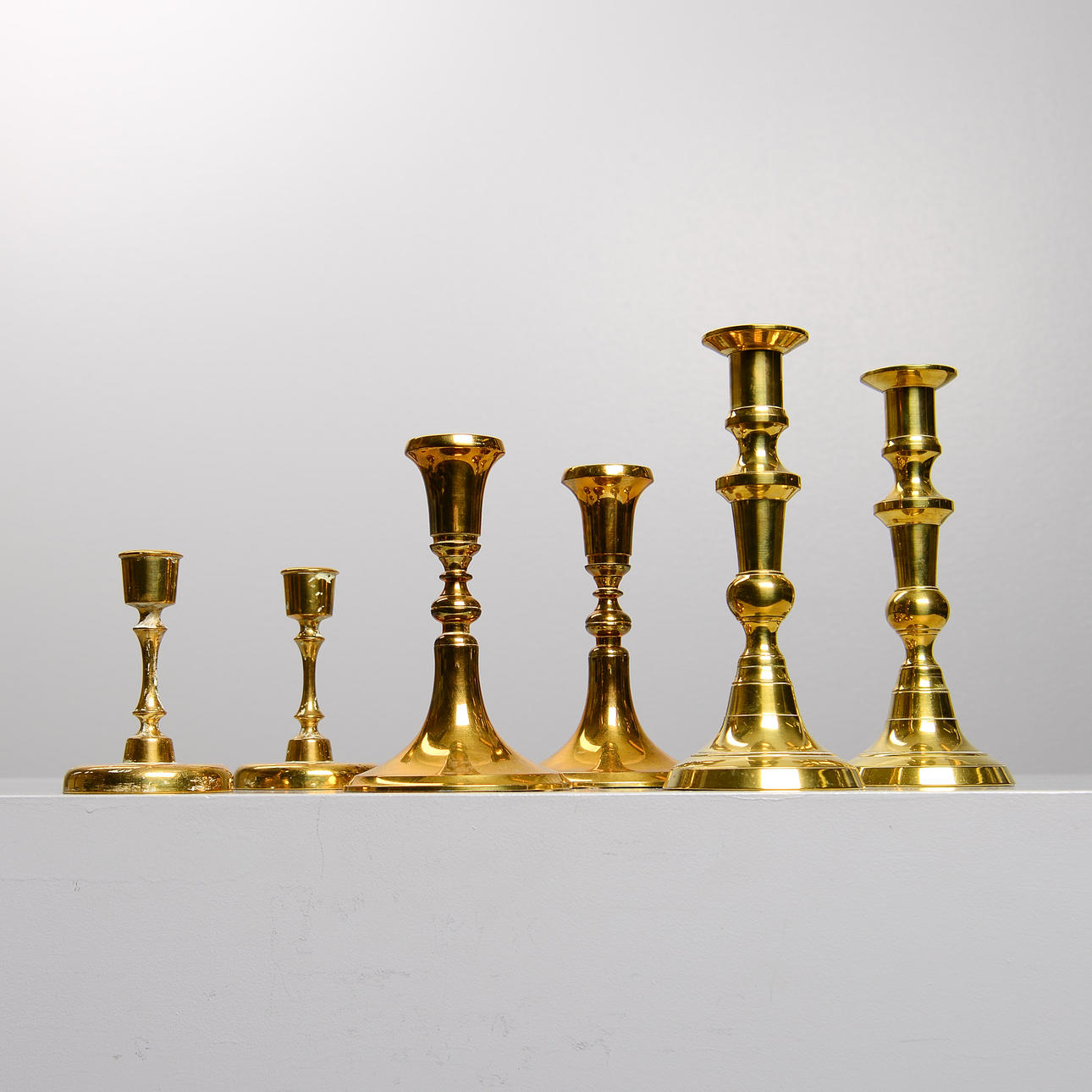 CANDLESTICKS, 6 pcs, Brass, n.e.c. Brass, Grillby & Ernst Nilson AB.