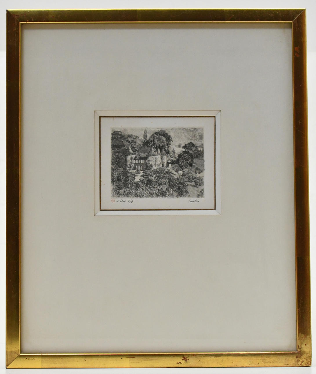 OIDENTIFIERAD KONSTNÄR. Etching. Castle North. France. No 7/9.