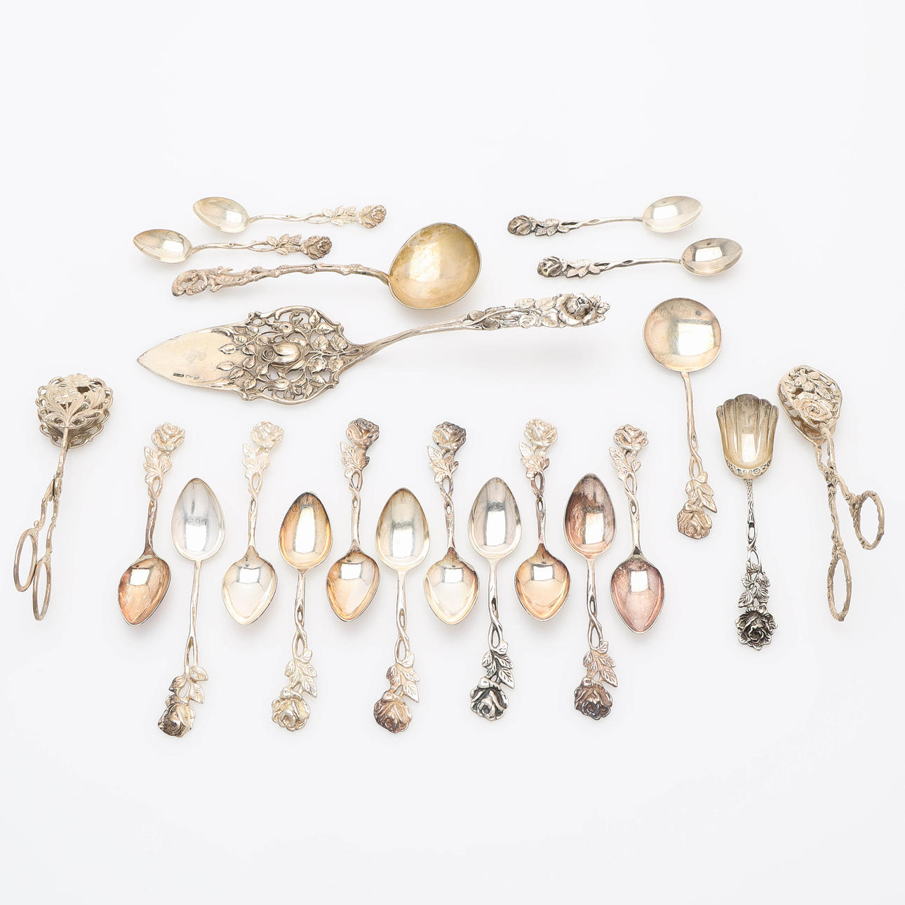 SAMLING BESTICK, 21 delar, bl.a. "Rosen".