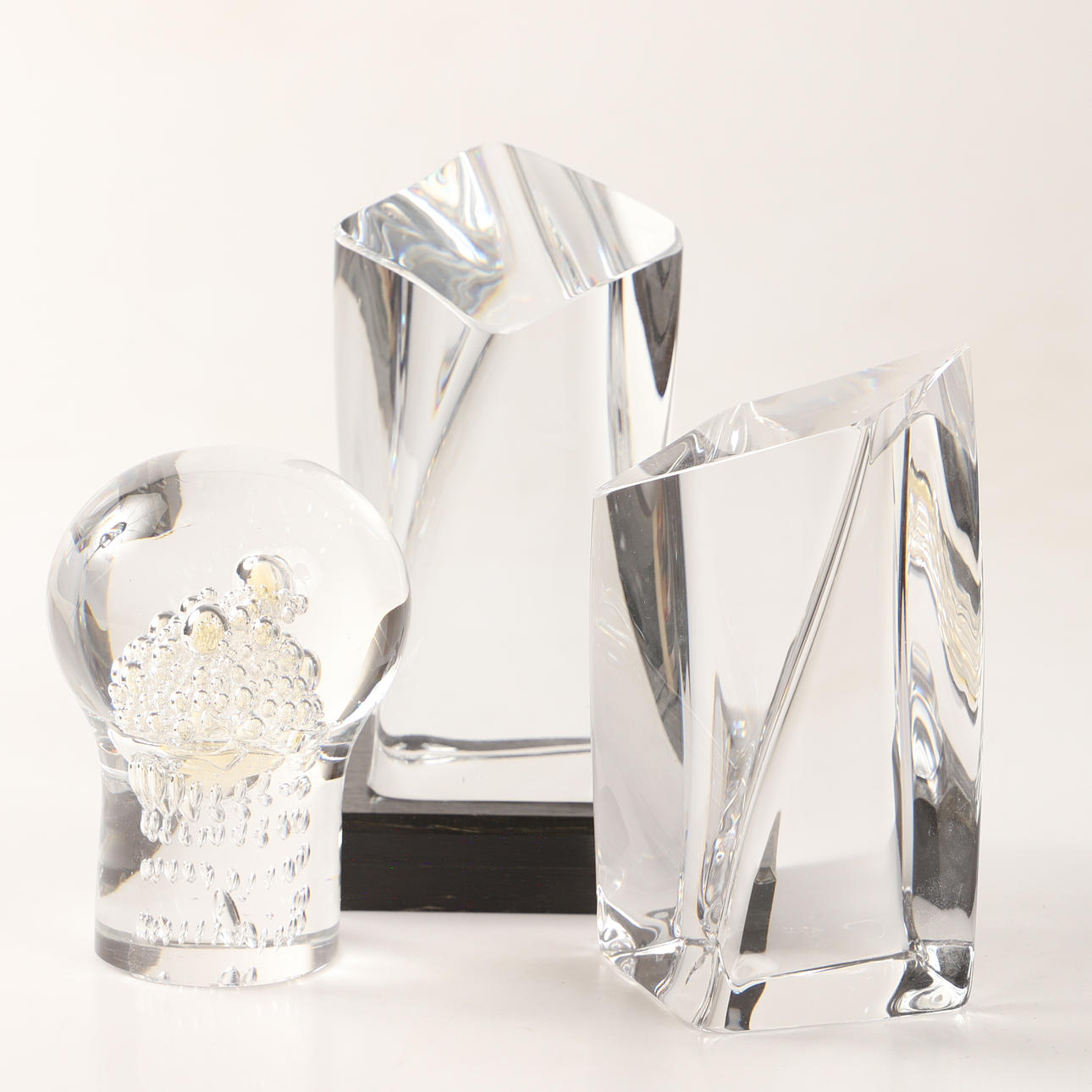 GÖRAN WÄRFF. Sculptures, 3 pieces, glass, Kosta, unsigned.