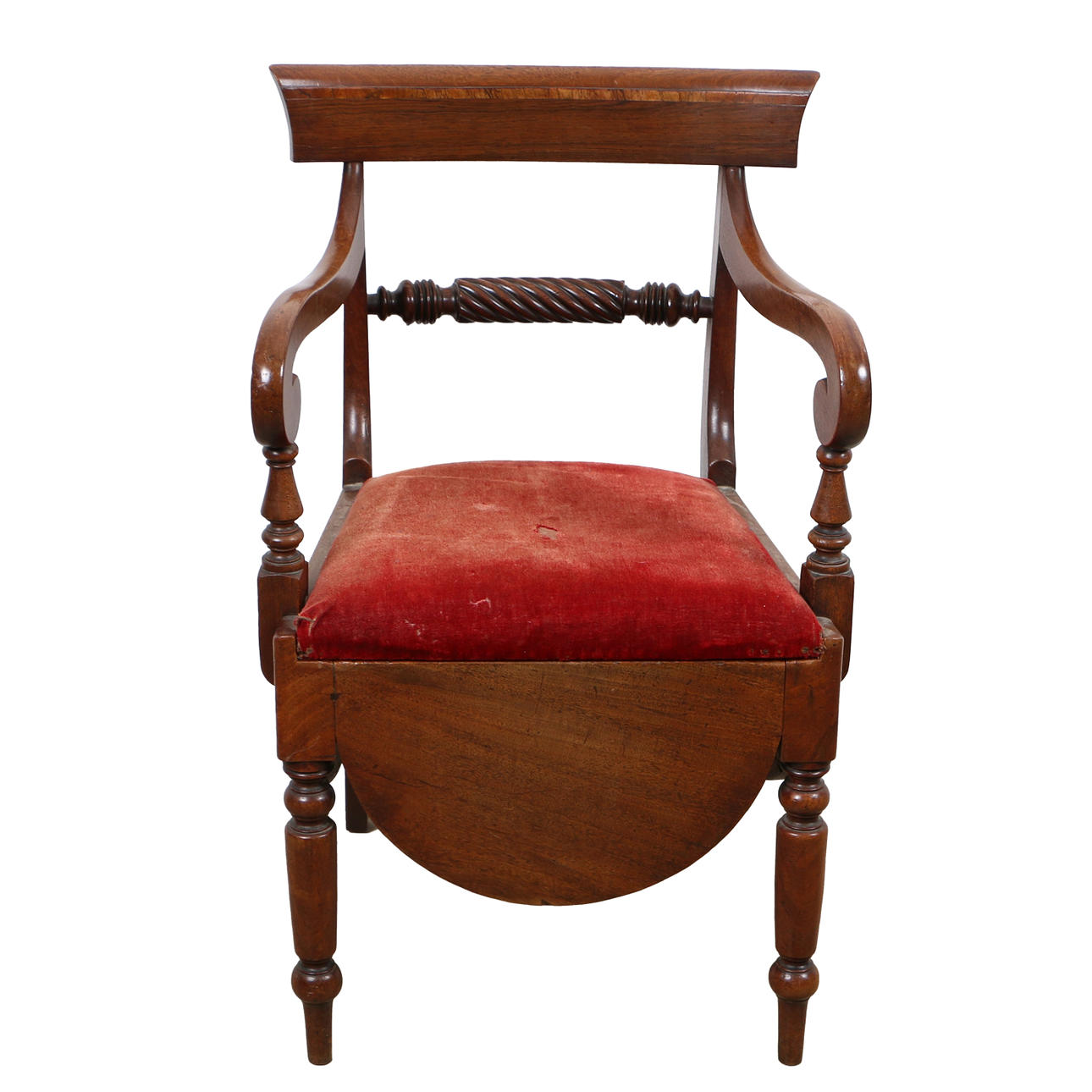 A VICTORIAN MAHOGANY COMMODE CHAIR.