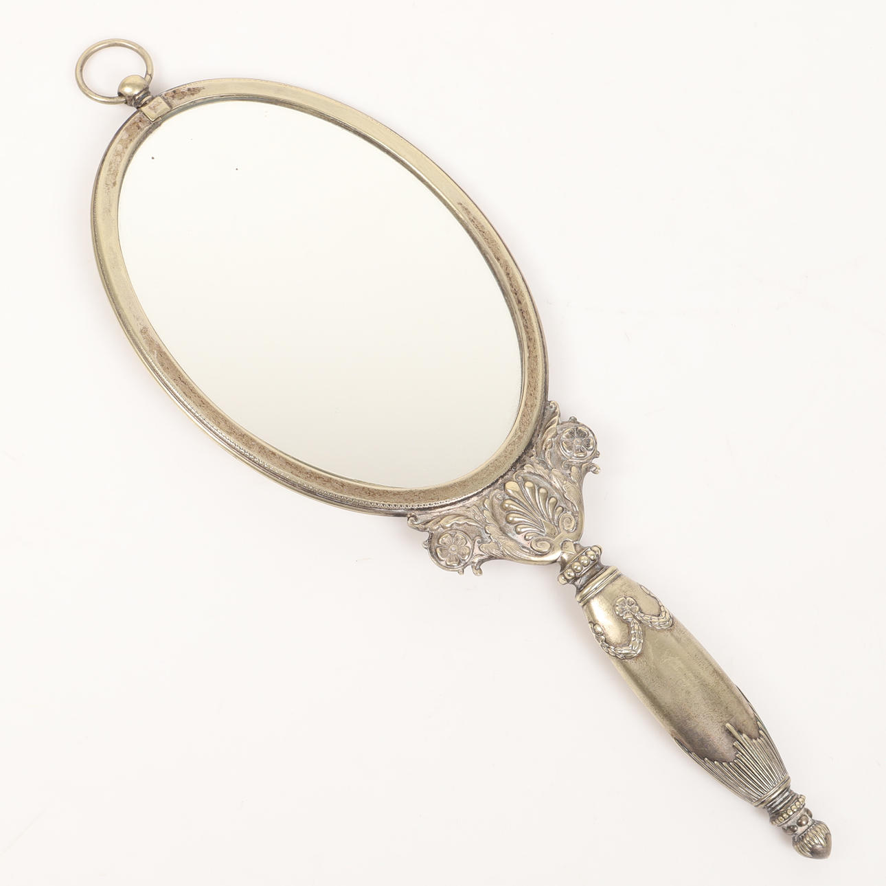 ESPEJO DE MANO, plata niquelada, estilo imperio.