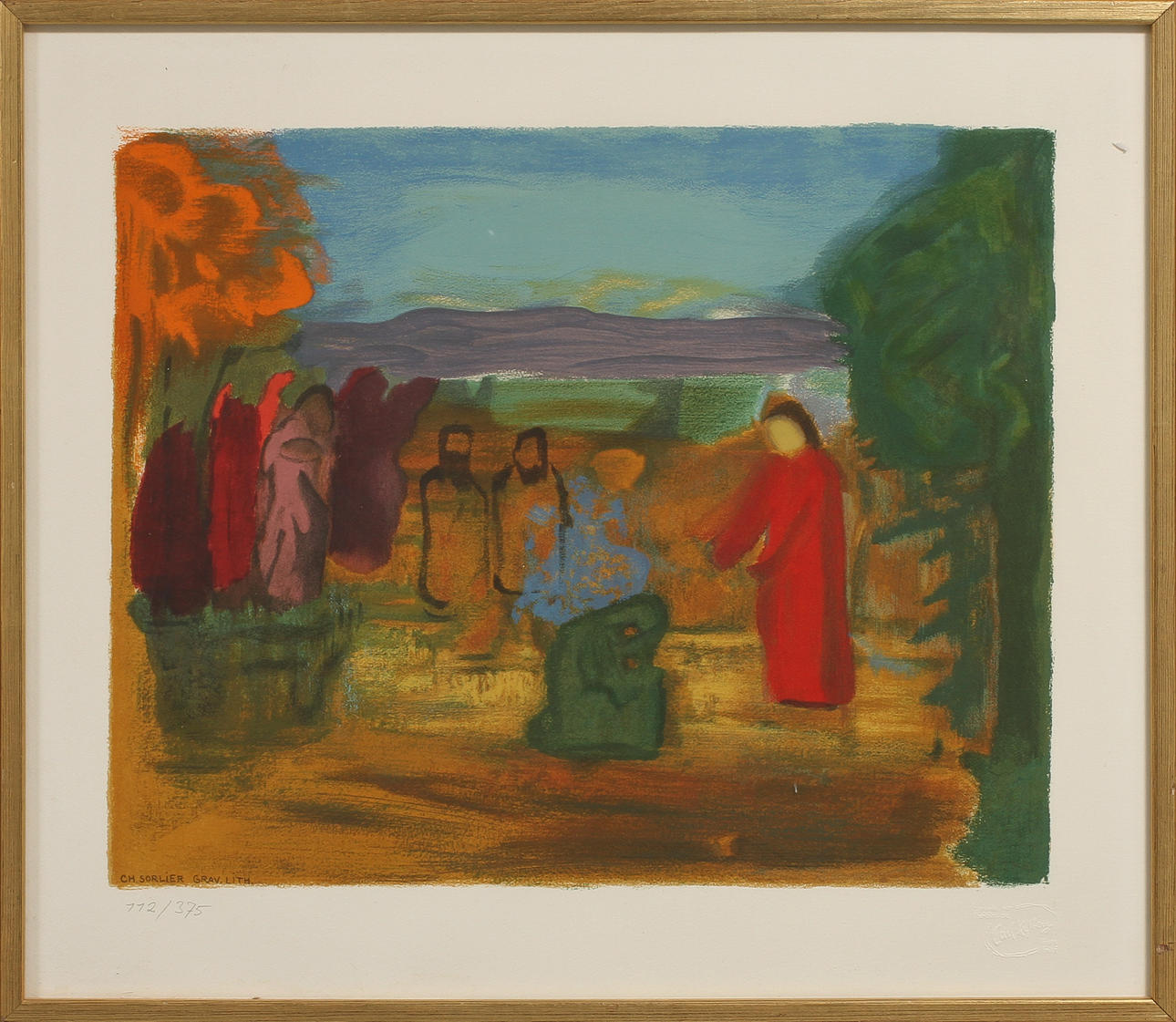 CARL KYLBERG. EFTER. Färglitografier, 2st, figurscener, CH Sorlier, numrerade.