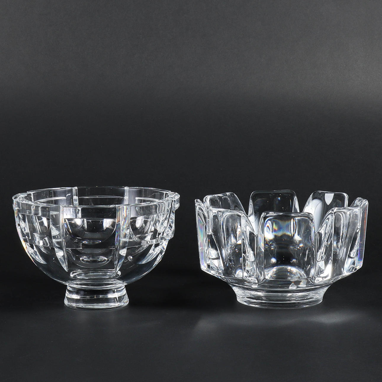 KRISTALLSKÅLAR 2 stycken, Orrefors.