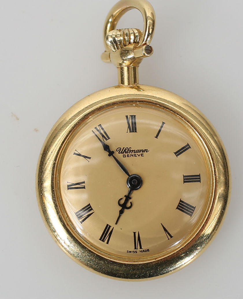 FICKUR, 18K guld, Uhlmann, Geneve, total vikt 11,0 gram, 1900-talets andra hälft.