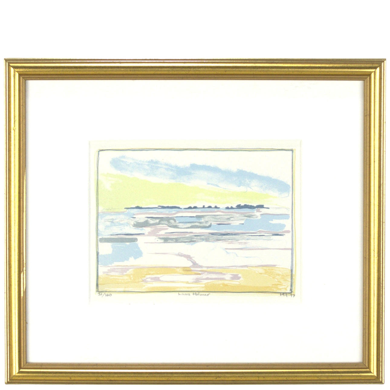 OIDENTIFIERAD KONSTNÄR. Lithograph 31/160, “Laus holmar” Gotland, signed 97.