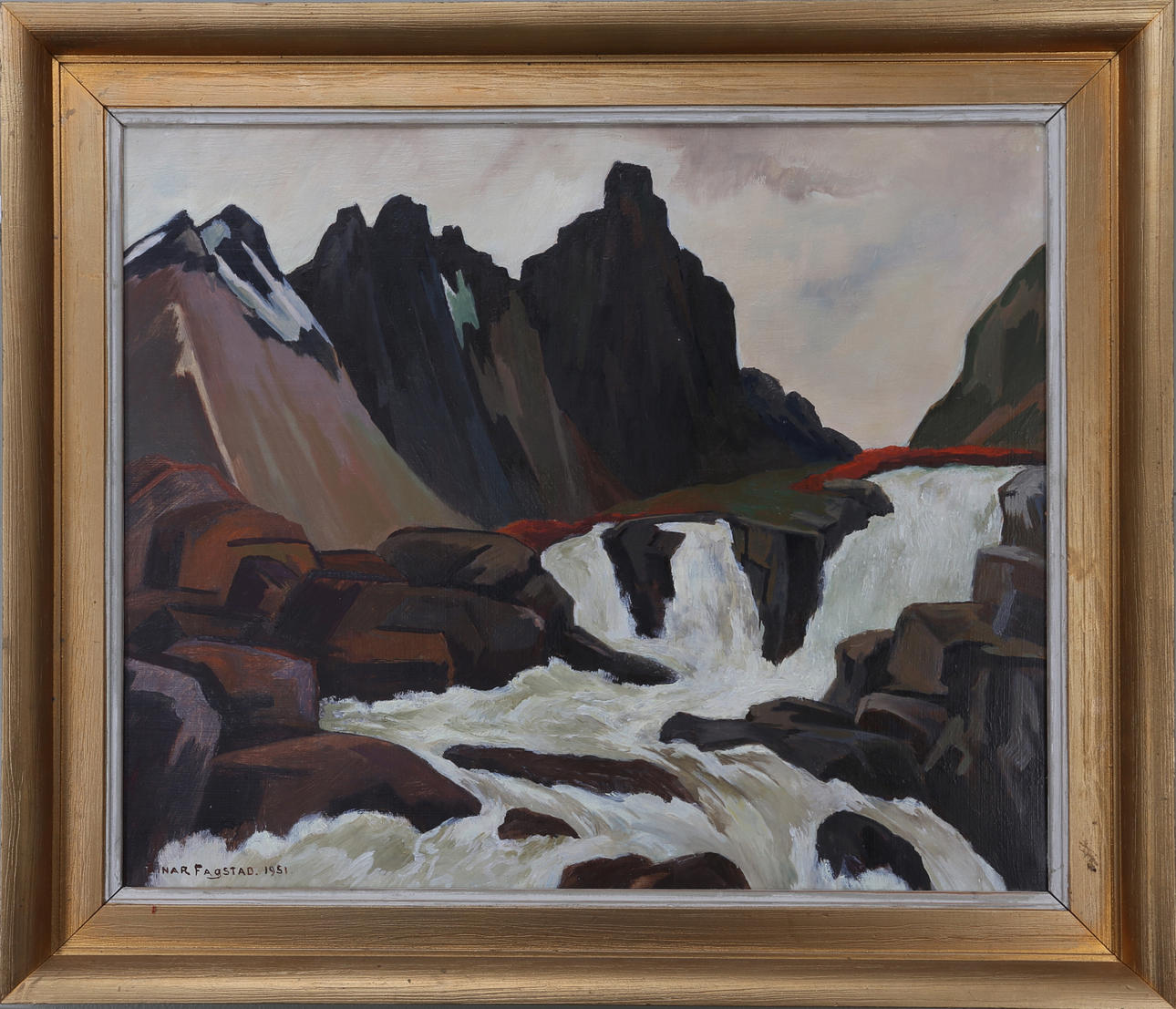 EINAR FAGSTAD. Älven, olja på pannå, signerad och daterad.