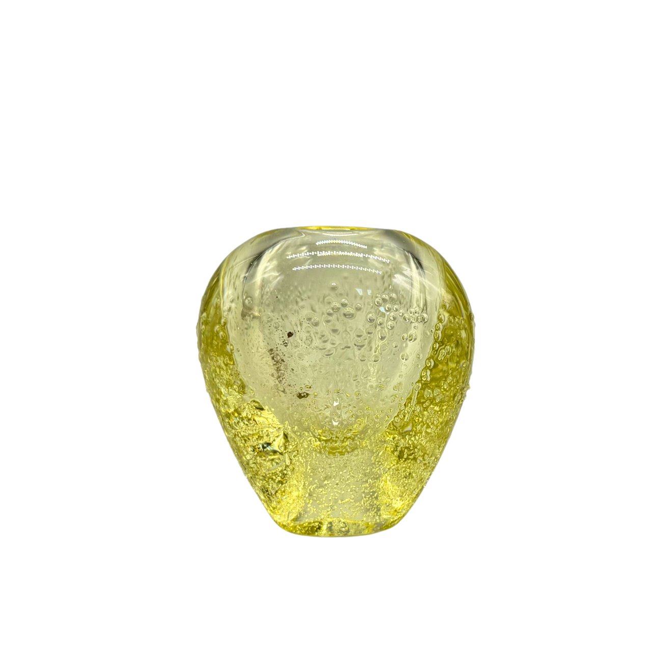 HÅNDBLÆST GLAS LYSESTAGER/VASE I GUL.