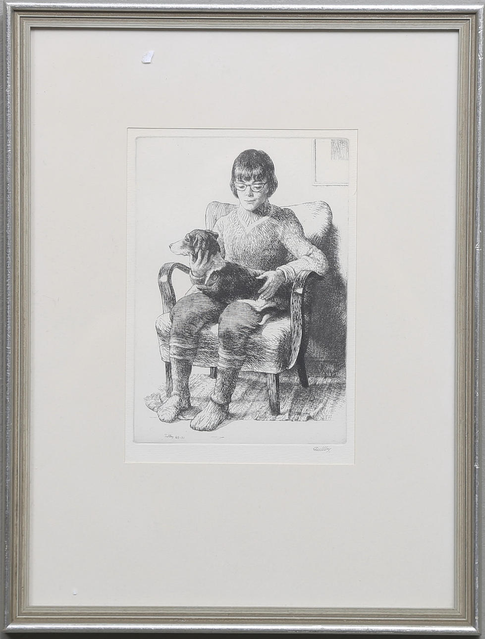 FOLKE GULLBY. "Sussane med Tossi", etsning 69-71, signerad.