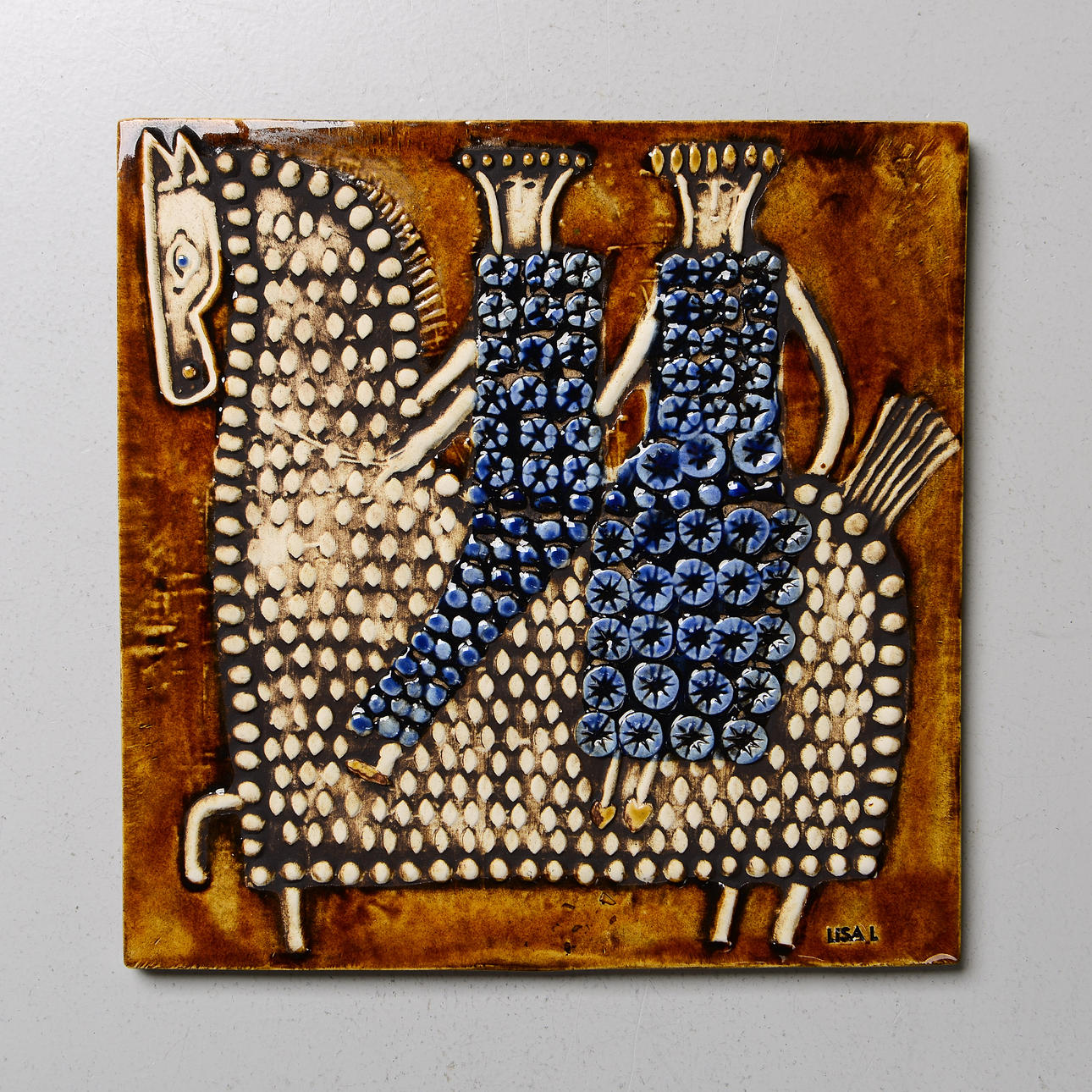 LISA LARSON. Wall plaque, “Rider” from the series “Unique”, Gustavsberg ...