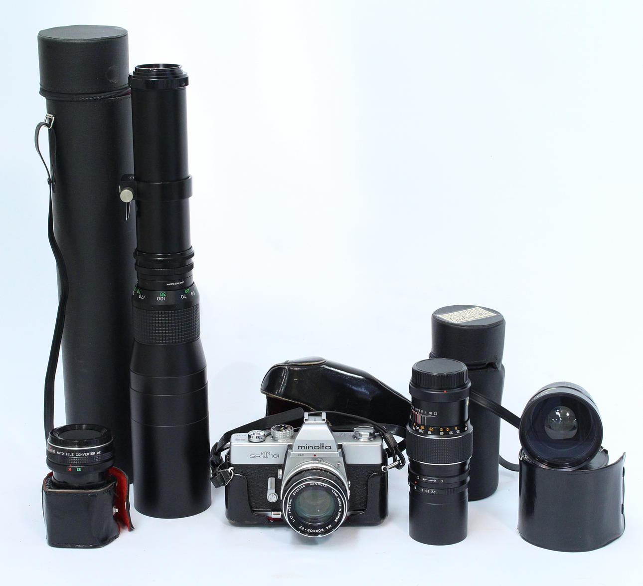 KAMERAPAKET, Minolta SRT101, 6 delar.