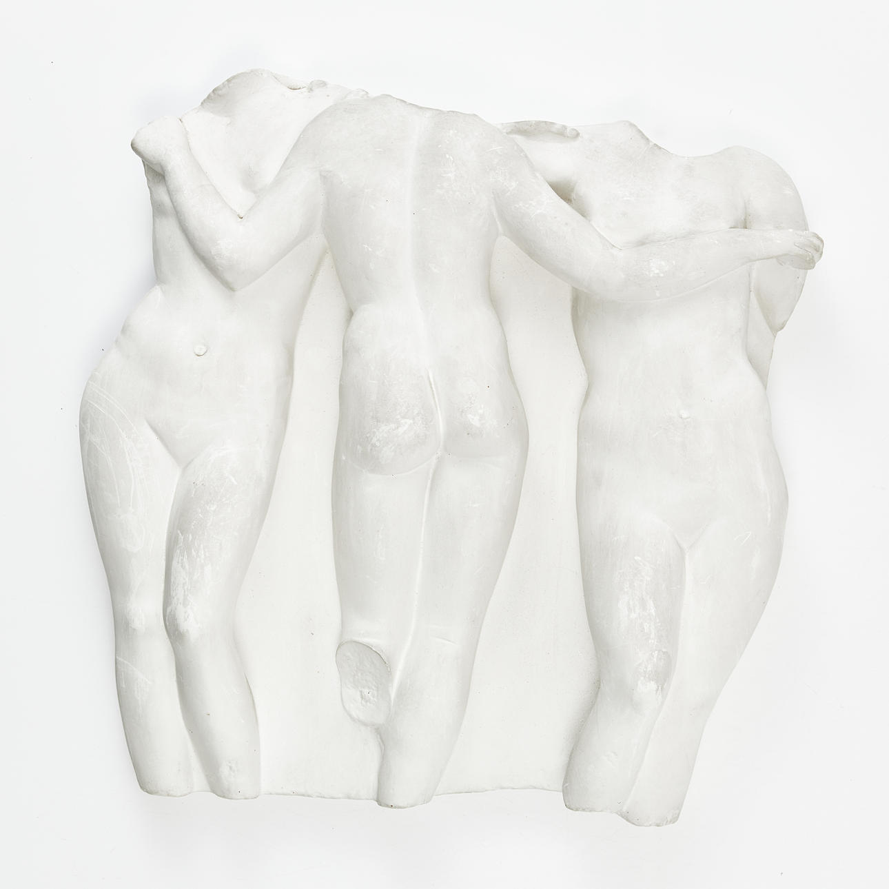 UNKNOWN ARTIST. Wall relief, Three graces, plaster, unsigned.