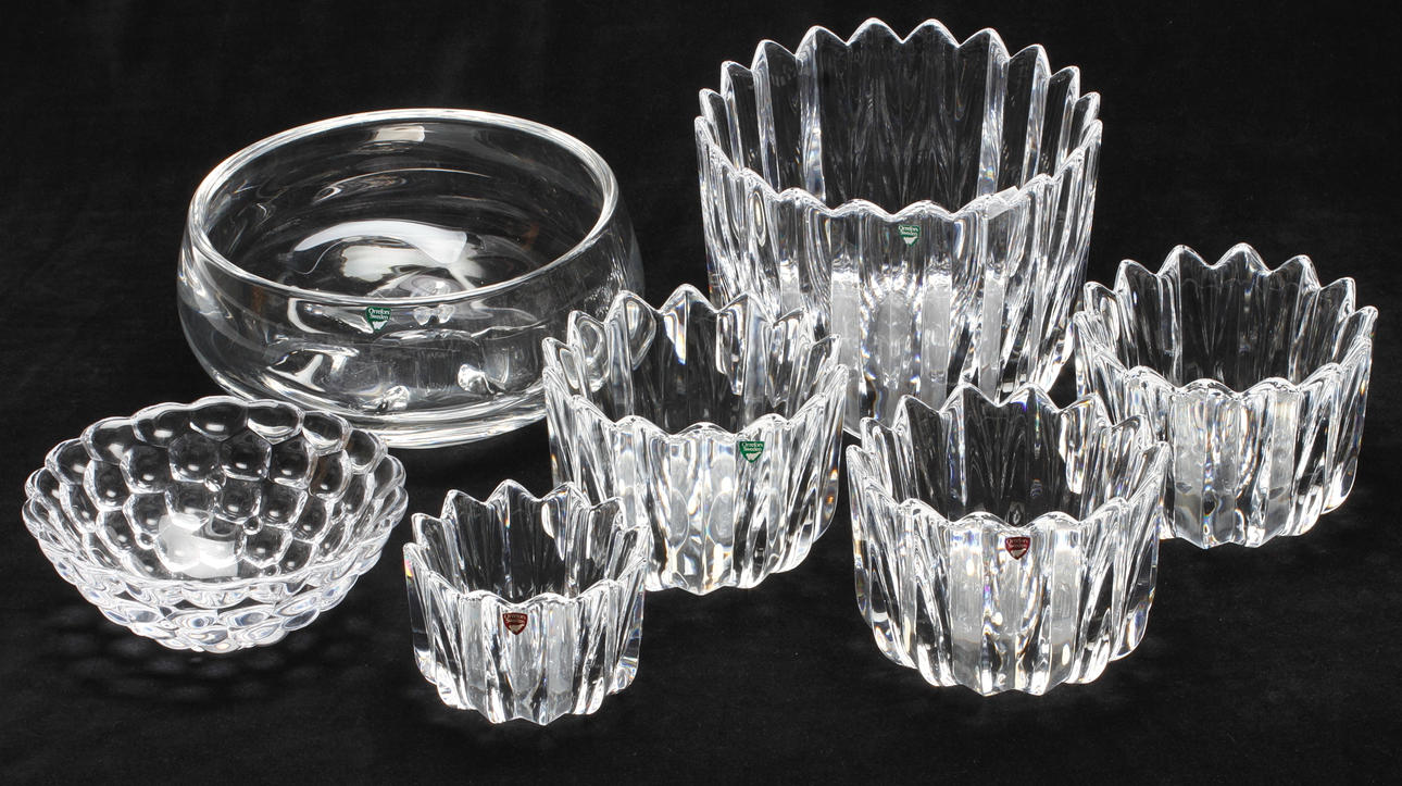 SKÅLAR, 7 st, kristall, Orrefors.
