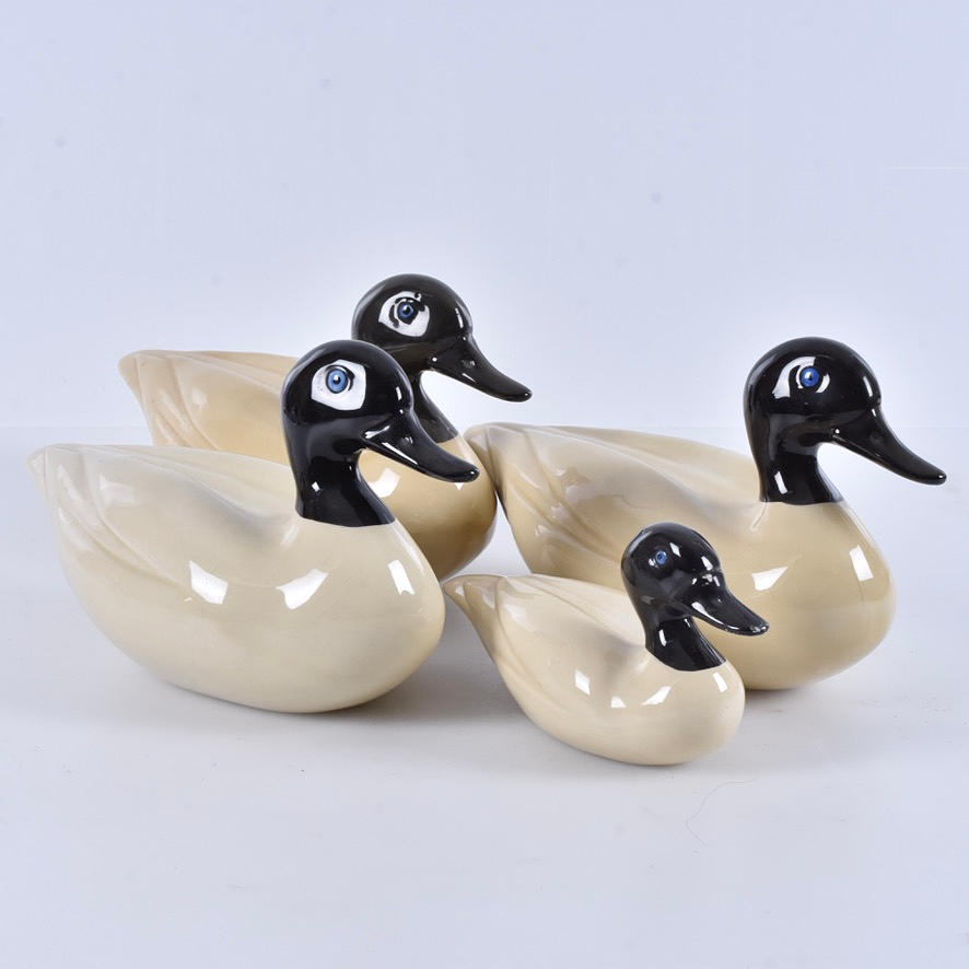 FOUR PORCELAIN FIGURINES, Ducks, Italy.