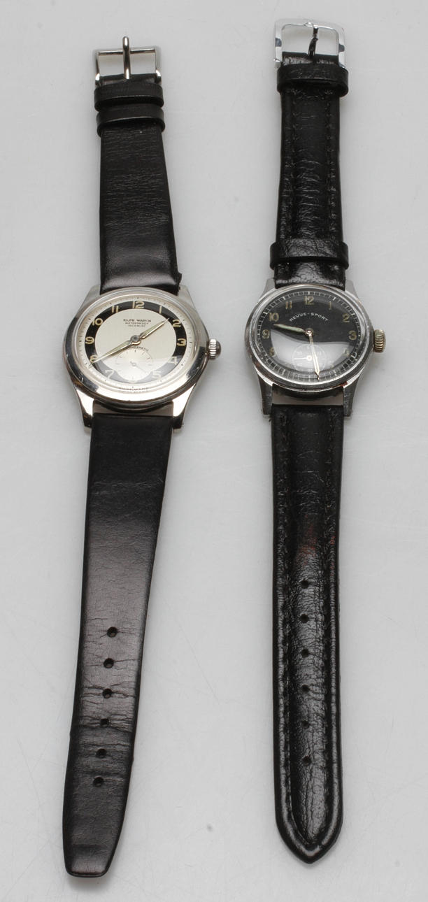 HERRARMBANDSUR, 2 st, Revue-sport samt Elpe Watch, 1900-tal.