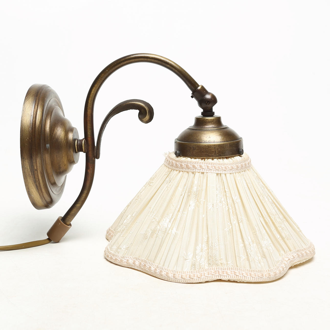 VÆGLAMPE, metal/tekstilskærm, lanterne.