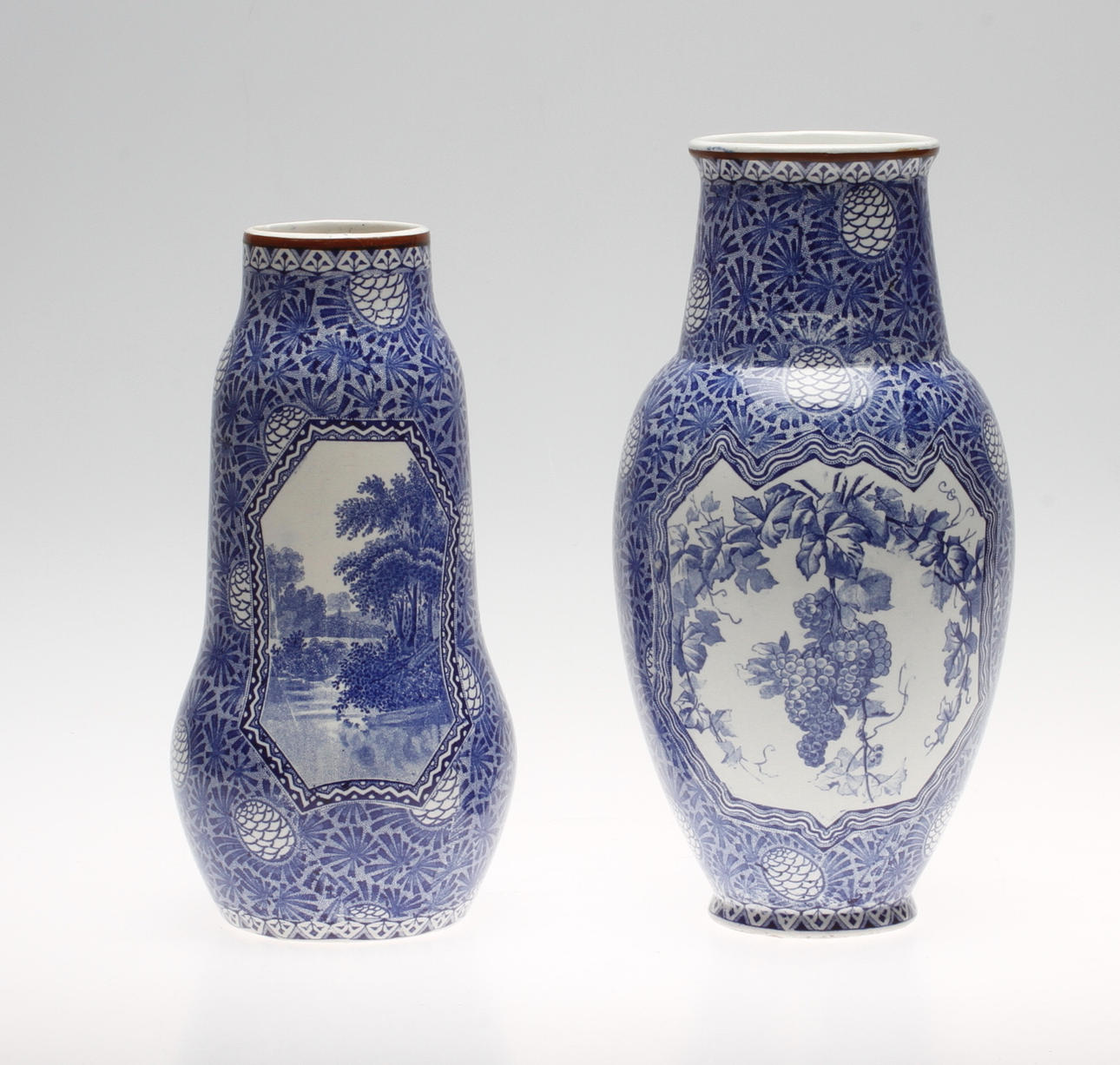 VASER, 2 st. Flintgods, Brabant U&C Sarreguemines, 18/1900-tal.