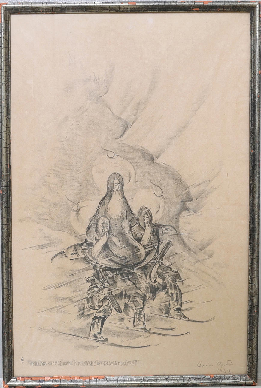 OSSIAN ELGSTRÖM. “The God Silence...”, lithograph, signed and dated 1932.