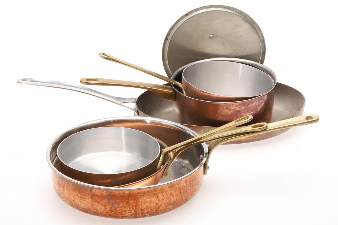 TRACTOR PAN AND PANS, Tinned Copper, 6 pcs.