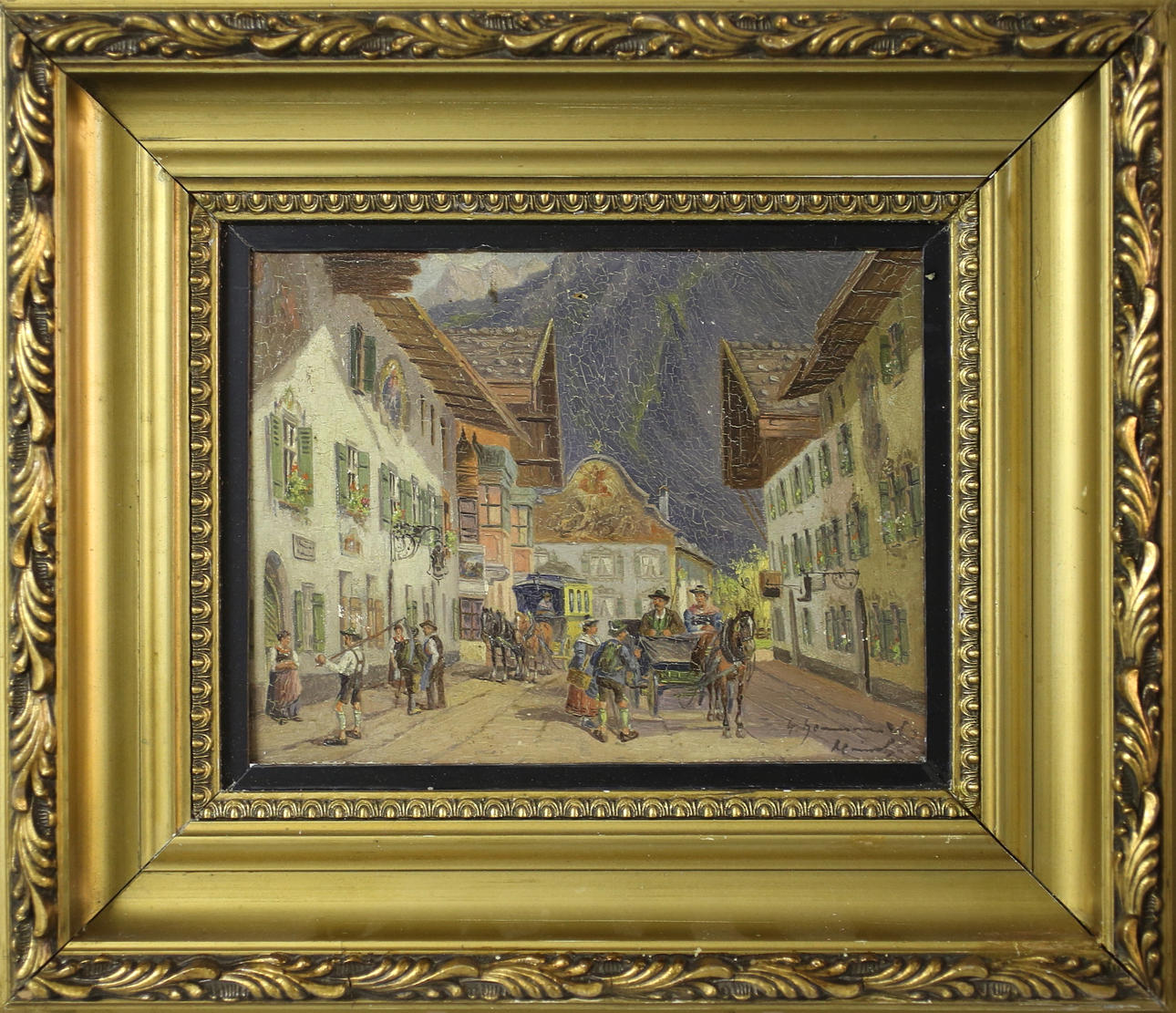 GEORG HEMMRICH (1874 MÜNCHEN 1939). Mittenwald, olja på papper.