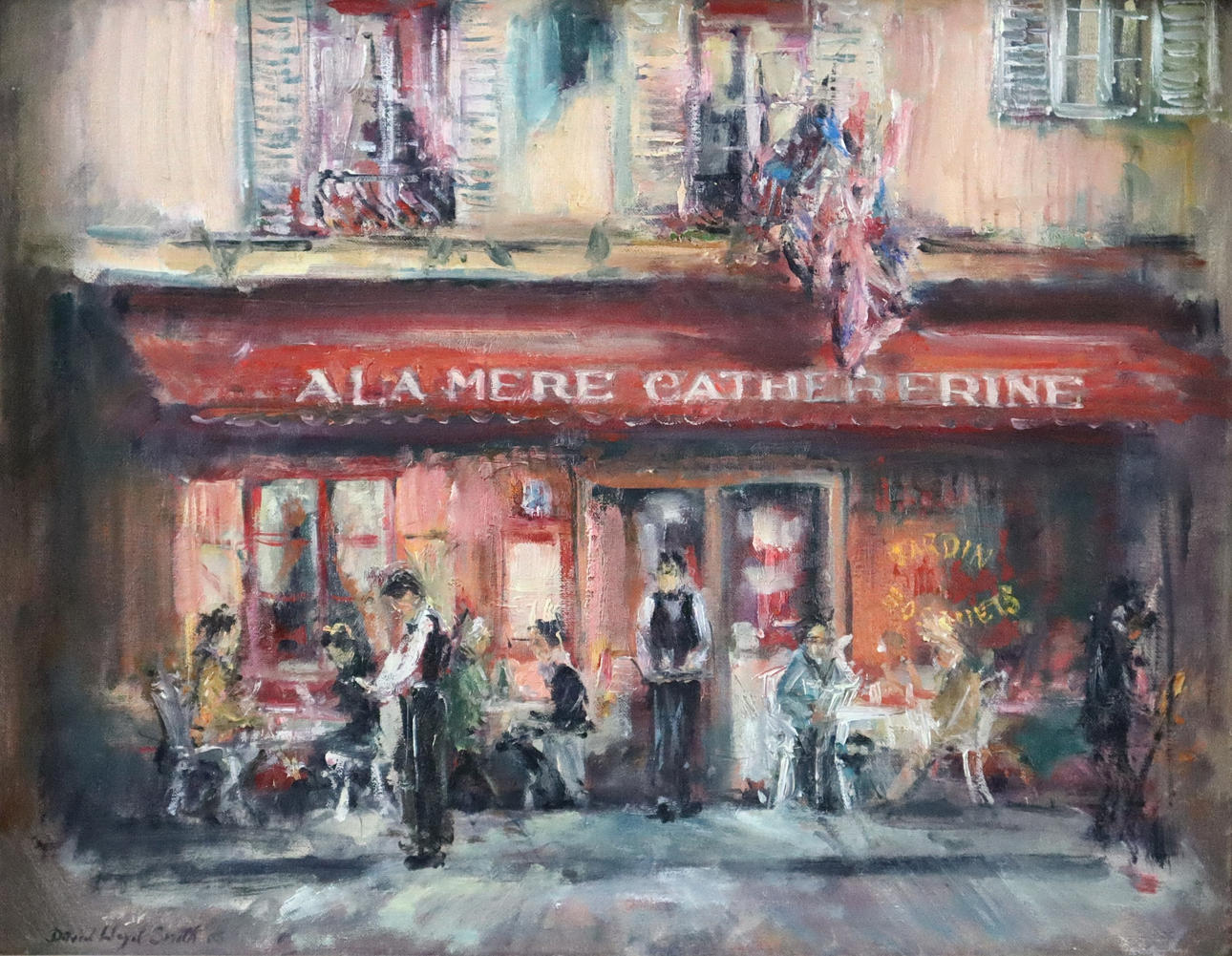 - SMITH, DAVID LLOYD. - Pariser Straßenszene, Öl auf Platte.
