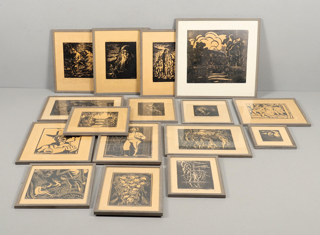 ARVID GUSTAVSSON "ARVÉ" träsnitt 16 stycken.