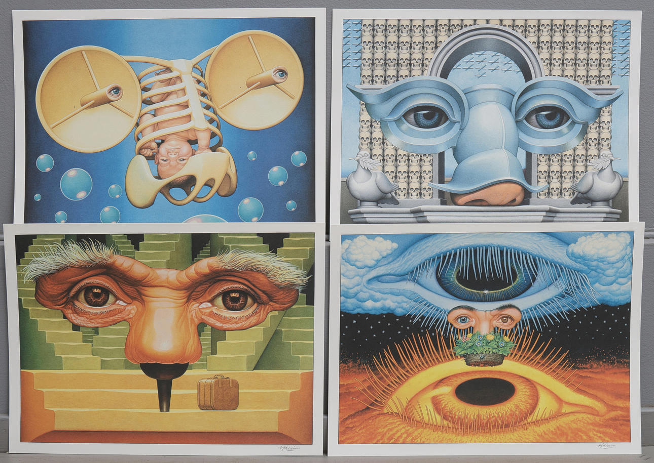 FOLKE HALLIN. SERIGRAFIER, FIRE STYKKER.