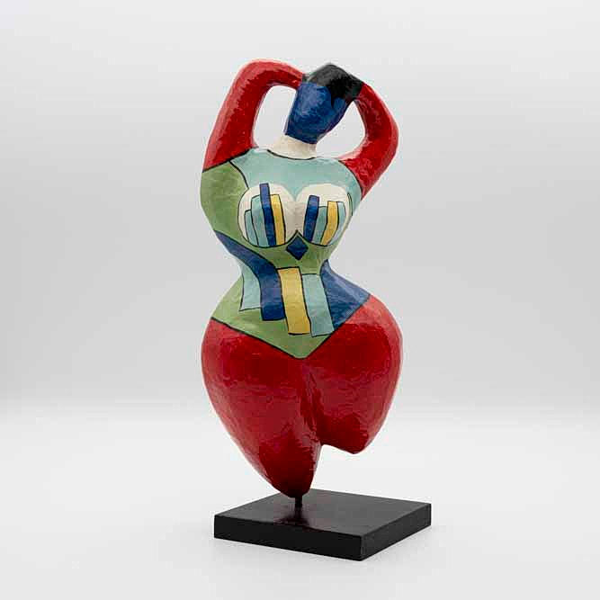 SCULPTURE “NANA “, SIGNED, PAPIER-MÂCHÉ, PAINTED POLYCHROME, ON