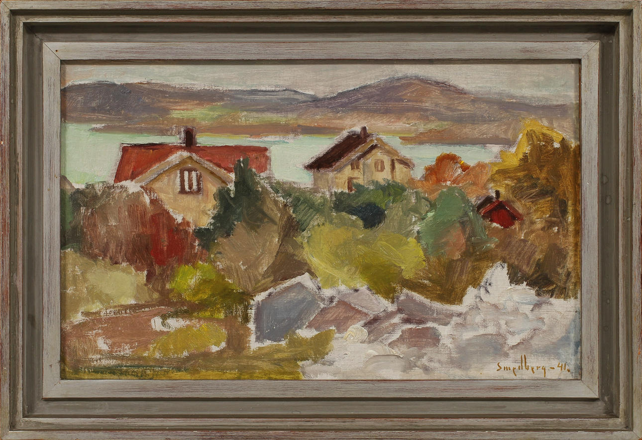 FRITZ SMEDBERG. "Kväll vid Ramsvik", olja på duk, signerad.