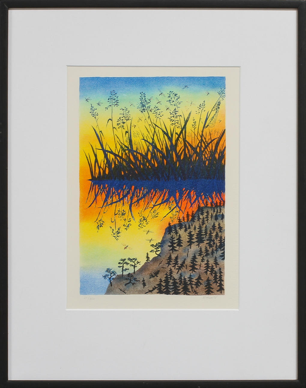 MONA HUSS WALIN. Insekter och växter, färglitografi, signerad och numrerad 21/350.