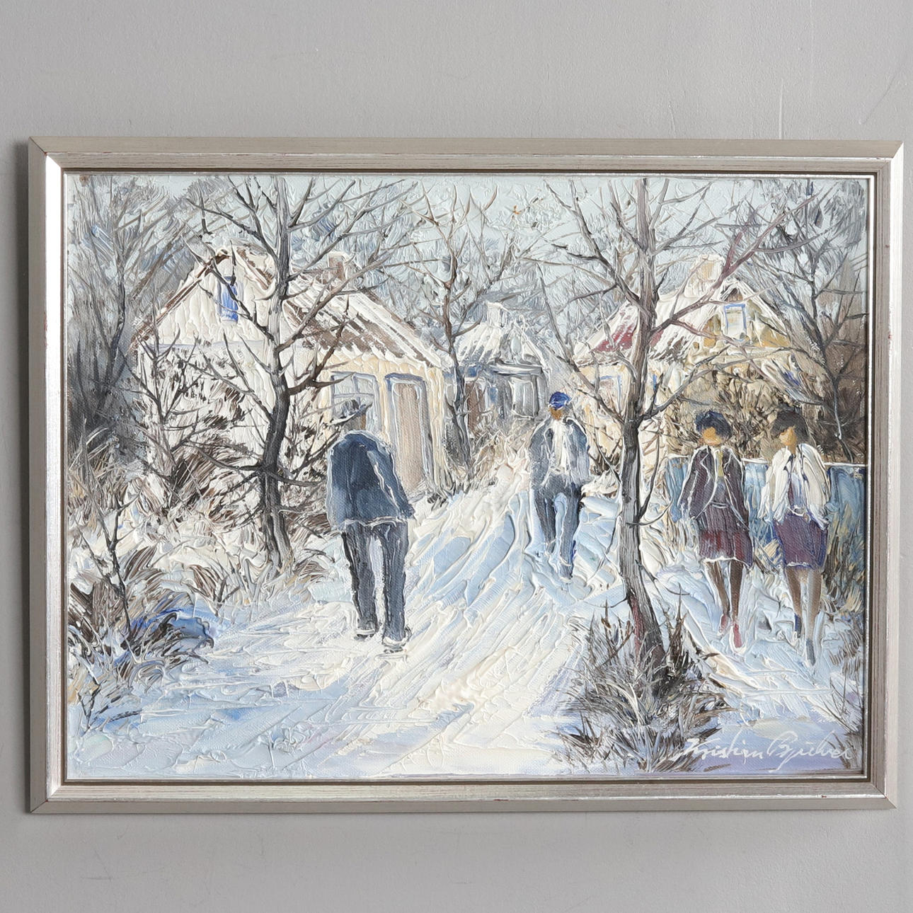 KRISTIAN BJULVER, „Vintermøde“, akryl på lærred, Danmark.