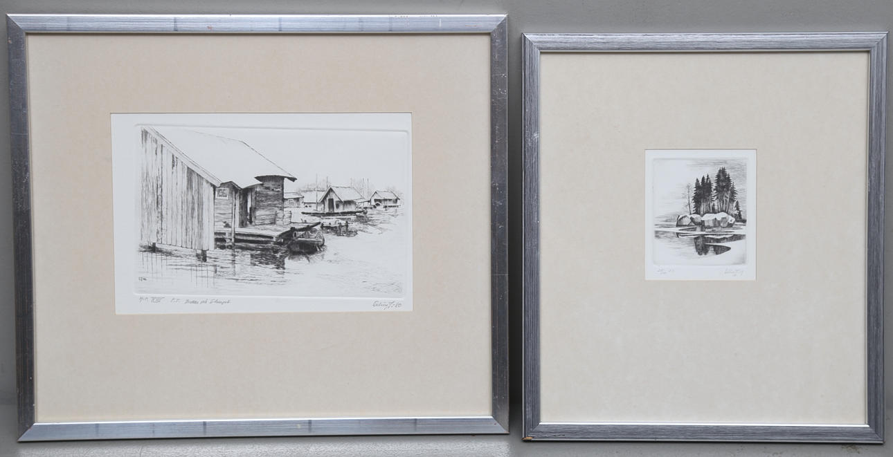 ERLING JOHANSSON. Etsningar, 4 st, signerade, numrerade och daterade.