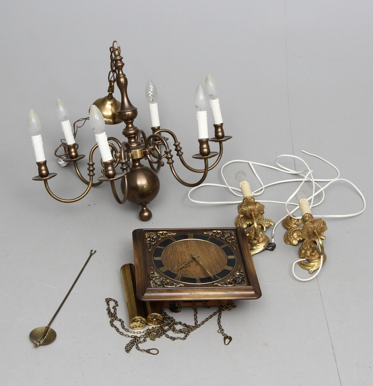 VÄGGUR, 1960-tal, lampetter,Samt Malmkrona.