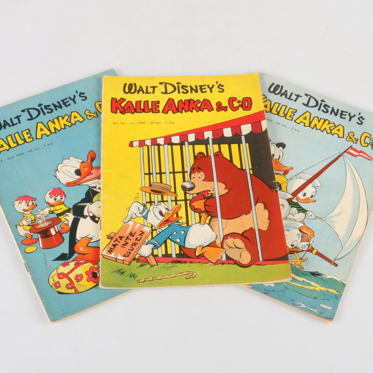 SERIETIDNINGAR, 3 st. Kalle Anka & Co, 1950.