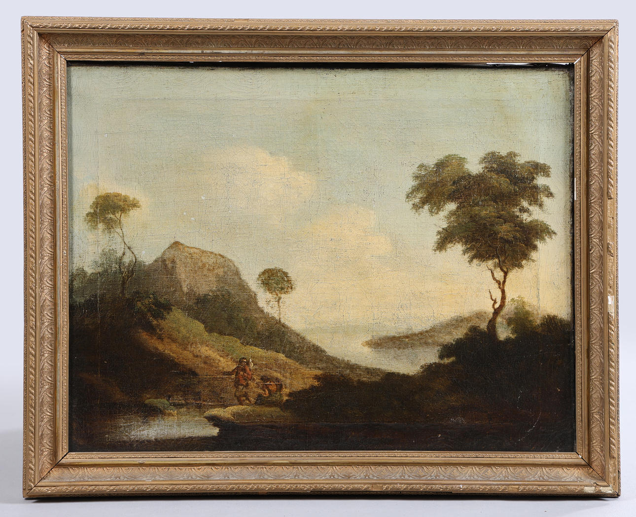 18TH CENTURY DUTCH SCHOOL "LANDSCAPE WITH FIGURES".
