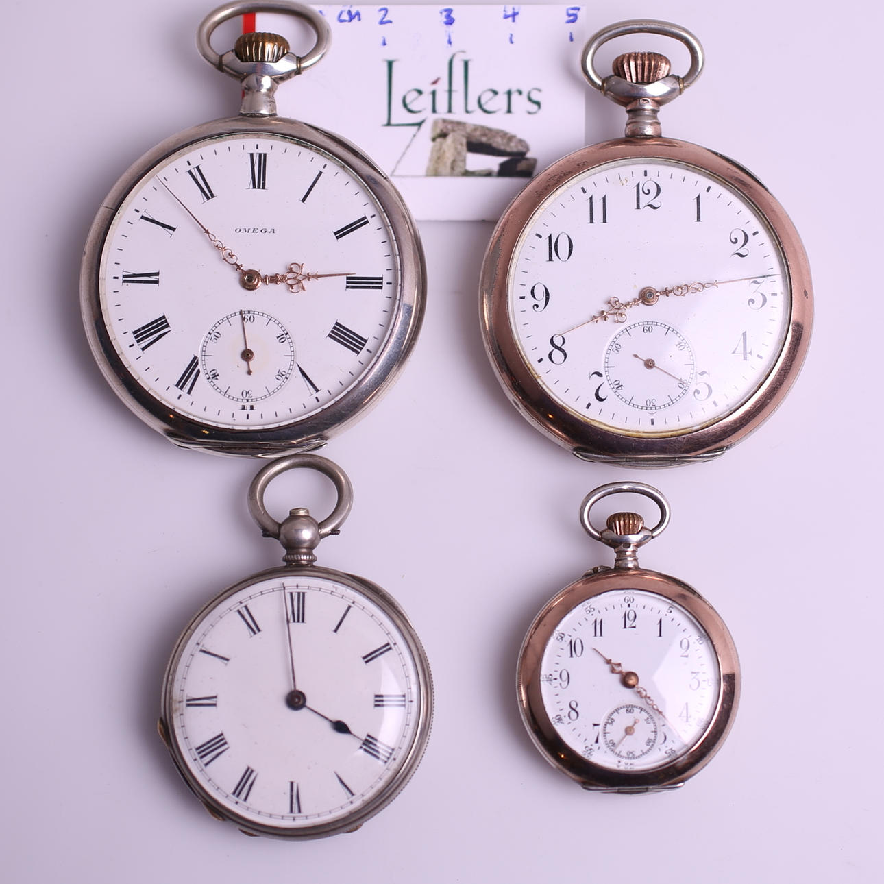 FICKUR, 4 st, Omega / Galonne / omärkt / Remontoir, 18-/1900-tal.