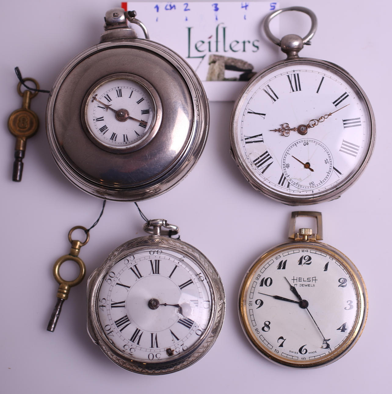 FICKUR, 4 st, omärkt / Echappement / Delft Cavis / Helsa, 18-/1900-tal.