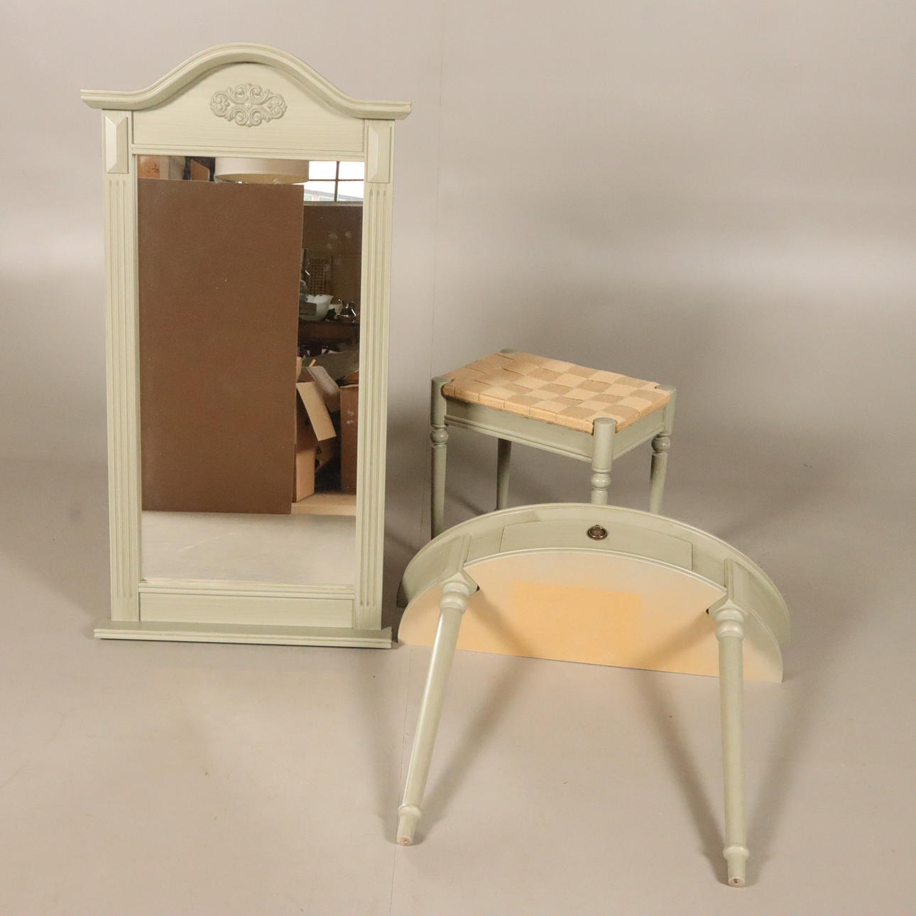 KONSOLENTISCH, SPIEGEL, HOCKER „Mårbackaserien“, Gåvans, Solberga.