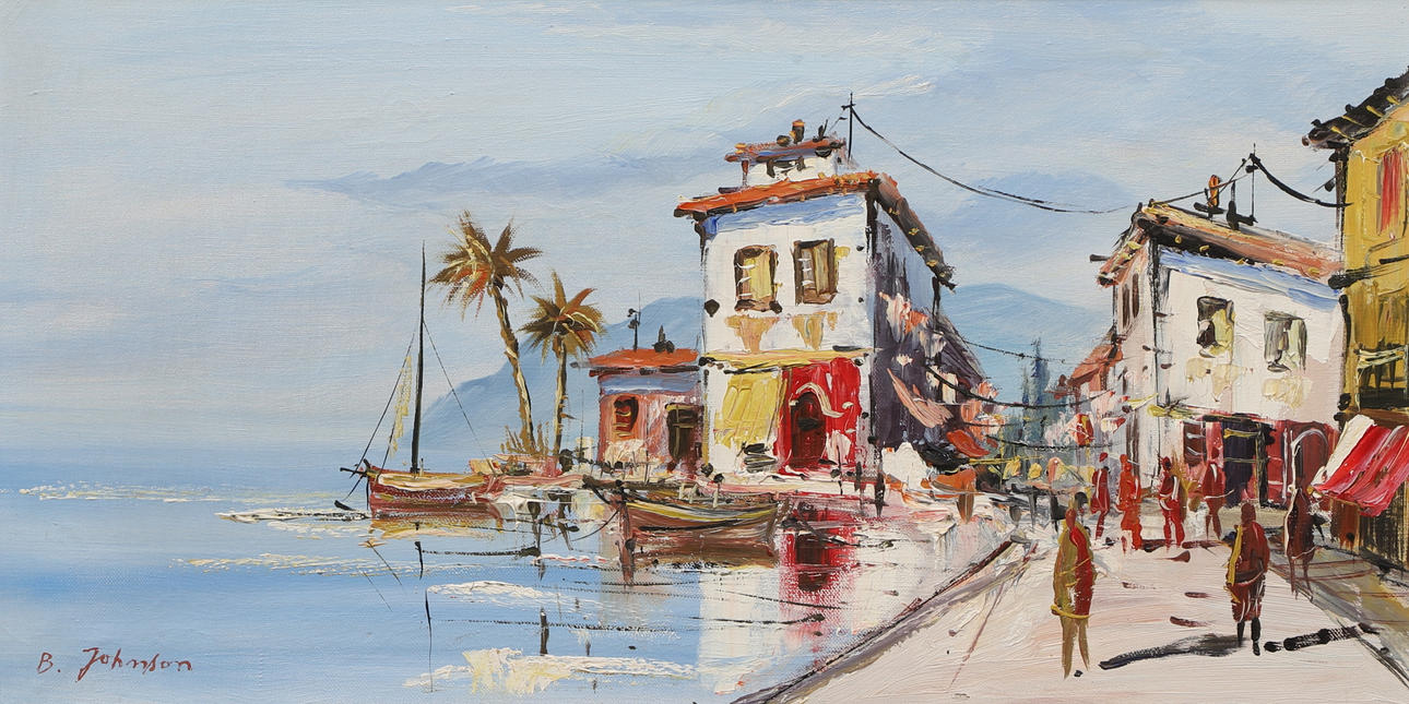 BERNT JOHNSON. Öl auf Leinwand, „Riviera“, signiert.