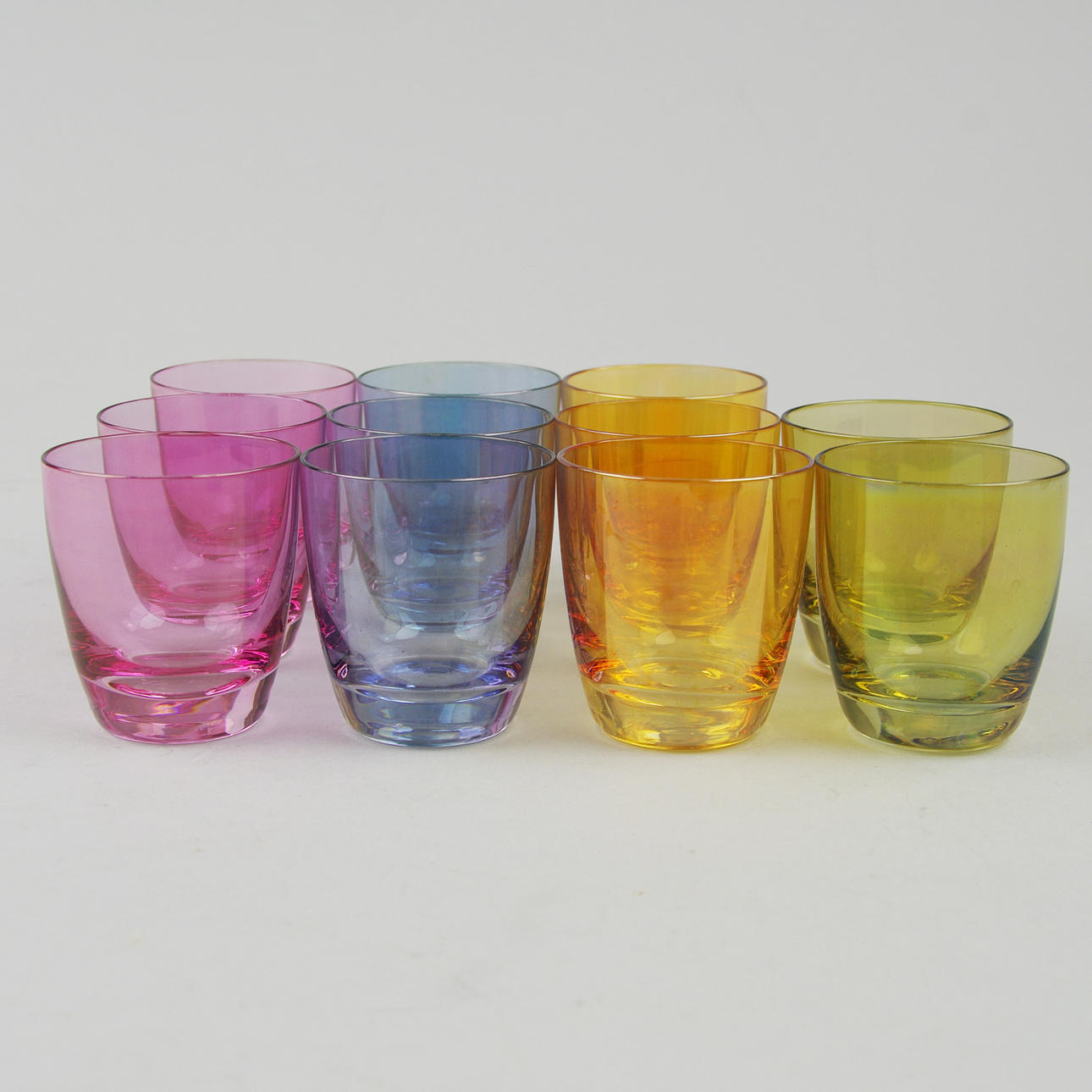 SELTERGLAS, 11 stycken, olikfärgat glas.