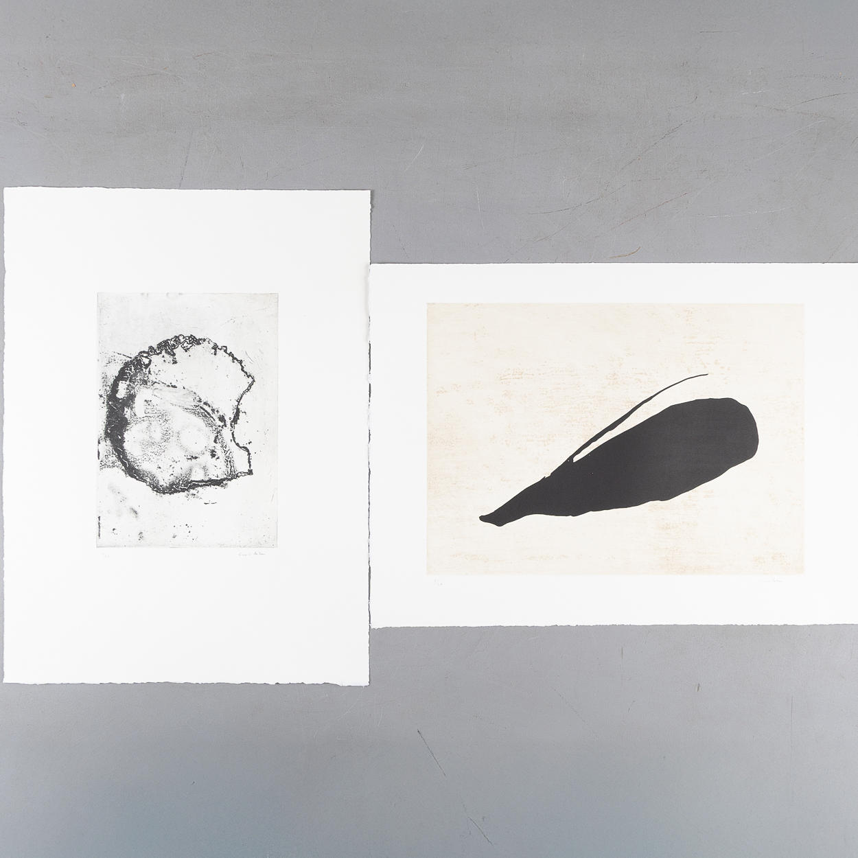 CURT ASKER. Compositions, 2 pieces, etchings, unframed leaves.