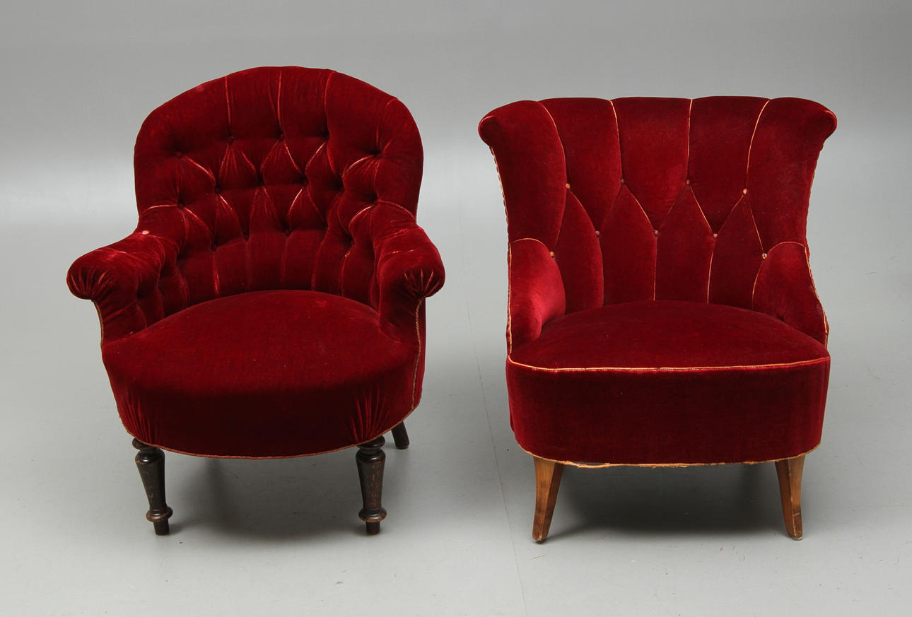 FÅTÖLJER, 2 st, 1800/1900-tal.