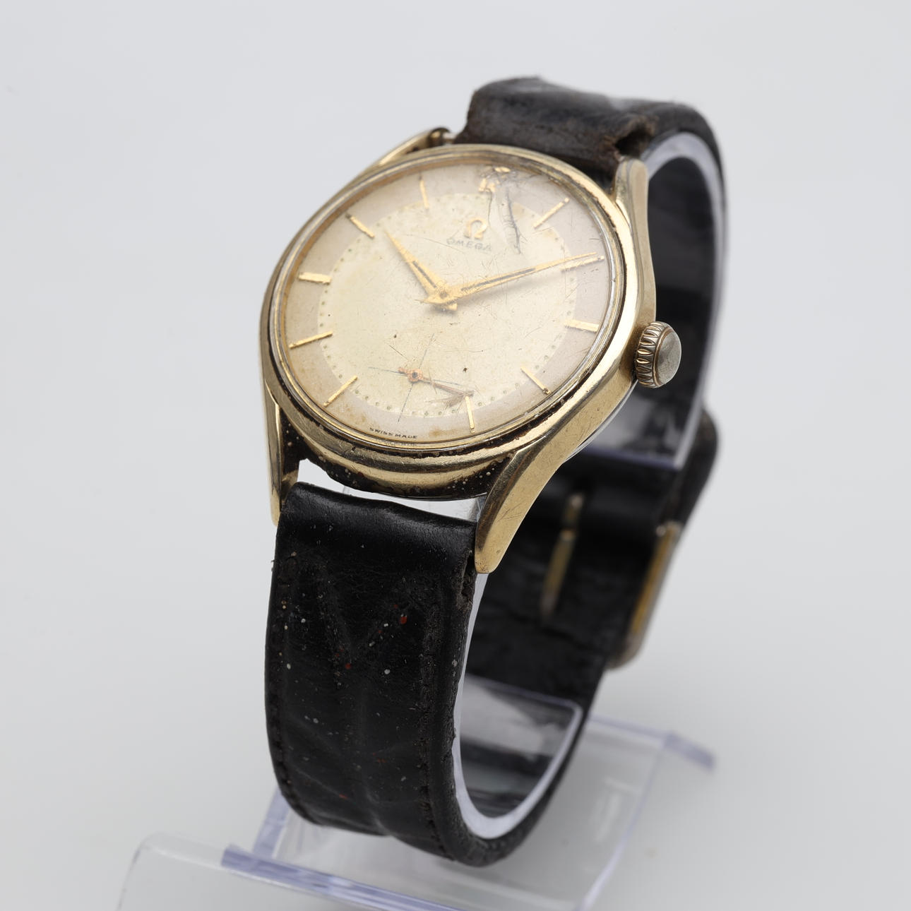 ARMBÅNDSUR, Omega, guld på stål, manuel.