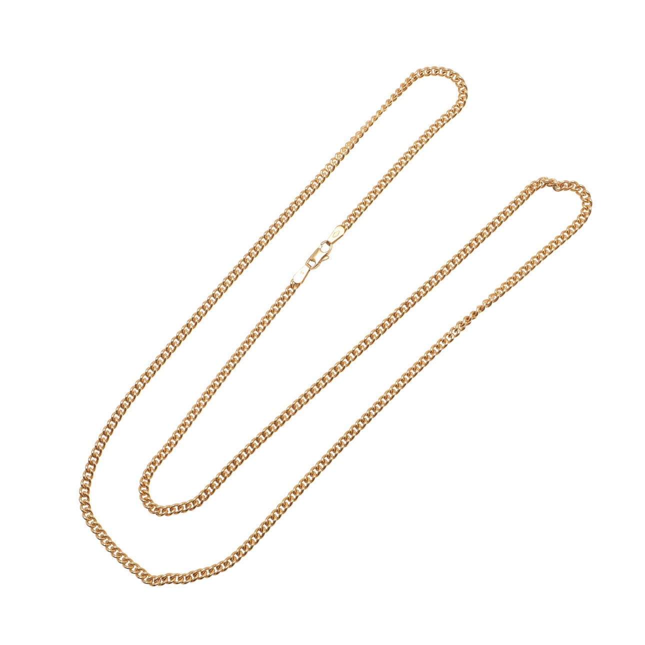 A 9CT GOLD CURB LLINK NECKLACE.