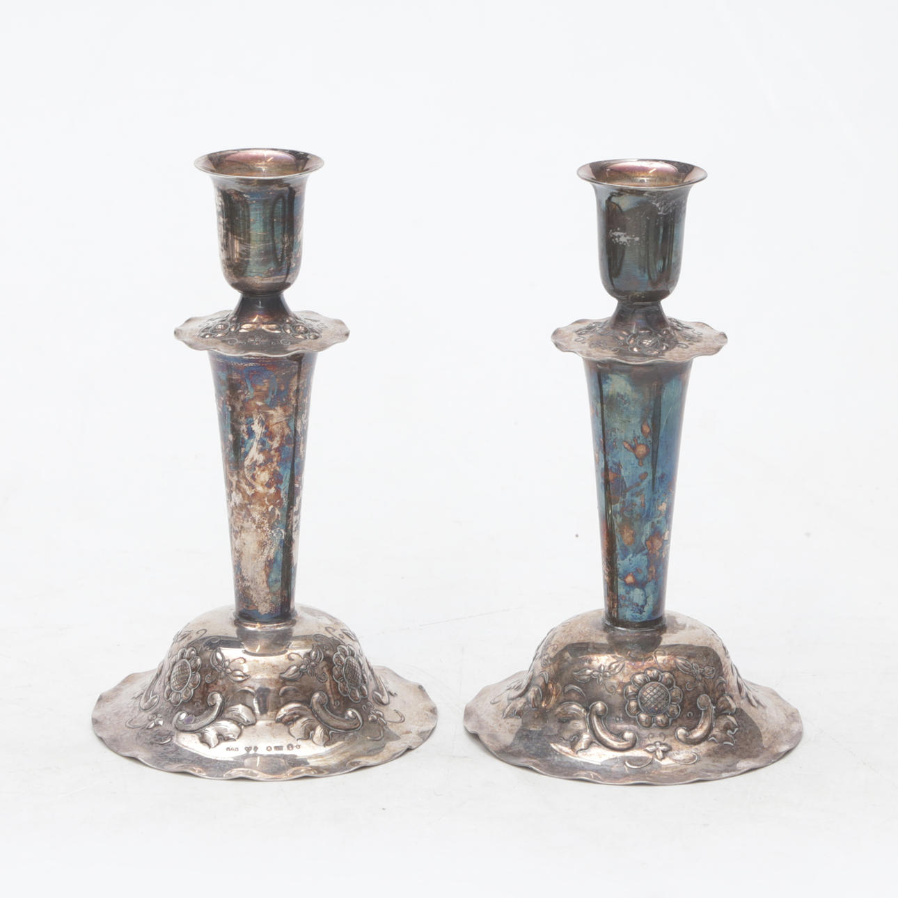 CANDLESTICKS, 1 pair, silver, GAB, year letter B9.