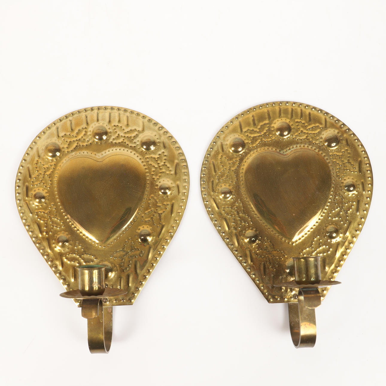 LJUSPLÅTAR, 1 par, mässing, 1900-tal.