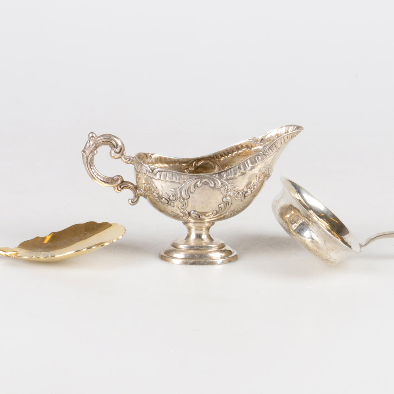 SKED, slev samt såsskål, silver, 1800/1900-tal.