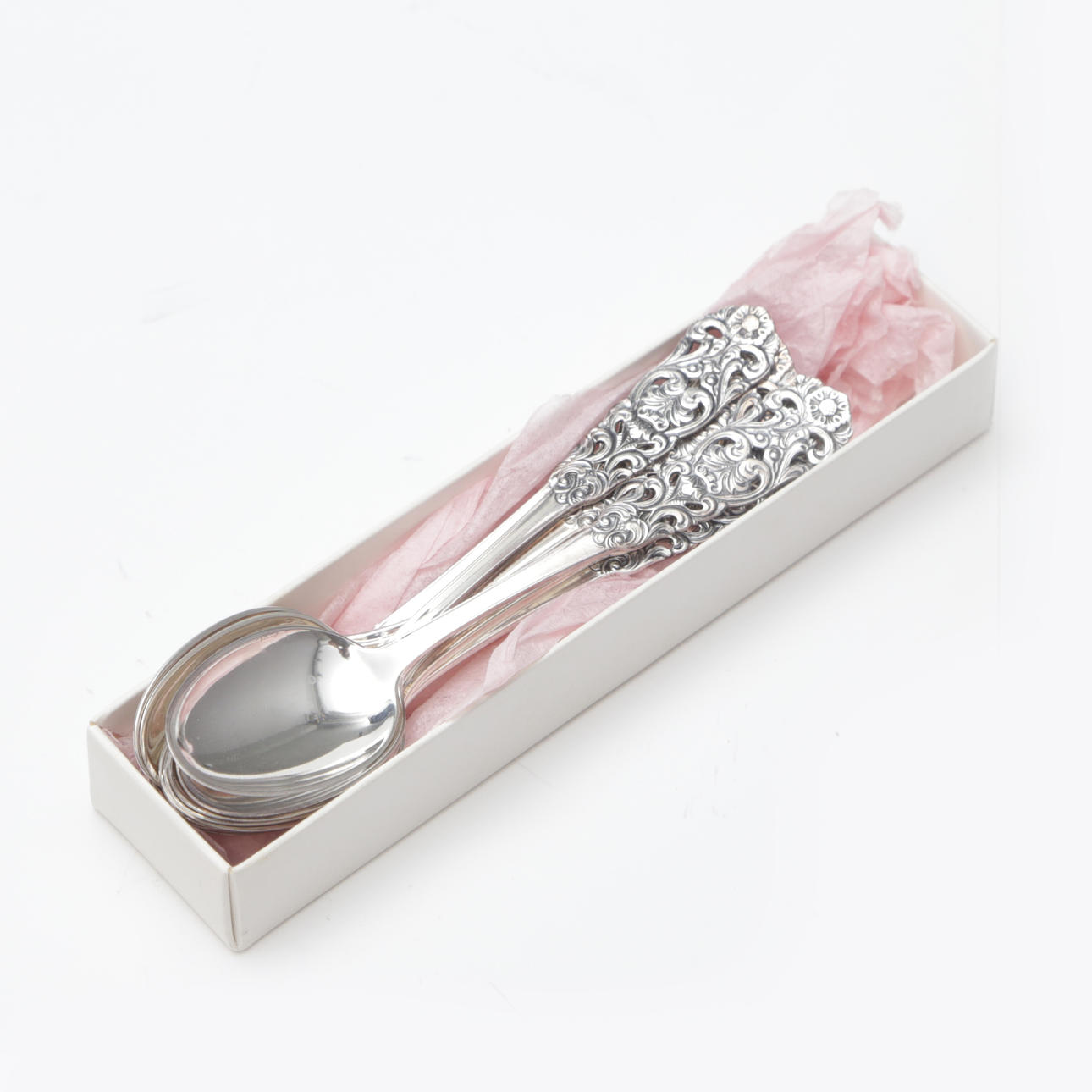 CUCHARAS DE CAFÉ, 12 unidades, plateadas.